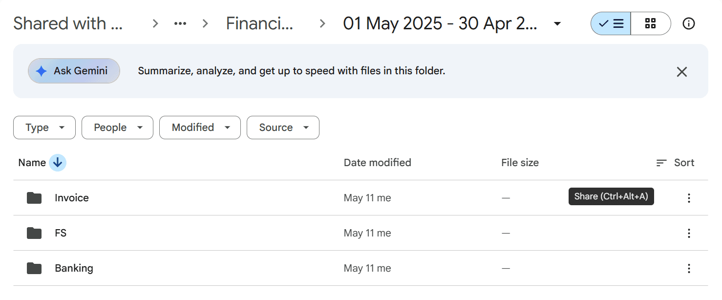 Categorize documents into correct folders (Banking, Invoice, FS)
