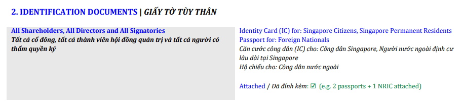 Sample Form Section 02: Identification Documents Declaration