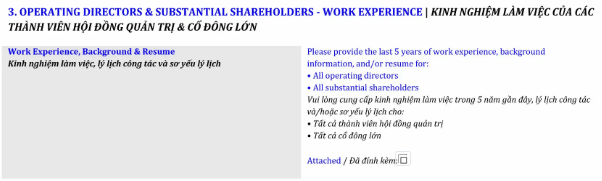 Sample Form Section 03: 5-Year Work History & Background