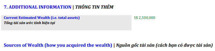 Sample Form Section 07 Part 1: Current Estimated Total Wealth