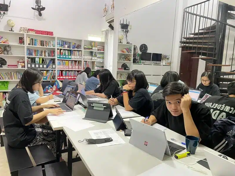 Study abroad students at university